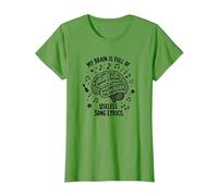 My Brain Is Full of Useless Testo Canzone Music Lover Tee Maglietta, Donna, Erba, M