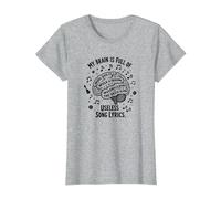 My Brain Is Full of Useless Testo Canzone Music Lover Tee Maglietta, Donna, Grigio Melange, 3XL