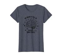 My Brain Is Full of Useless Testo Canzone Music Lover Tee Maglietta, Donna, Pervinca, M