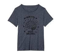 My Brain Is Full of Useless Testo Canzone Music Lover Tee Maglietta, Donna Plus-Size, Pervinca, 6X