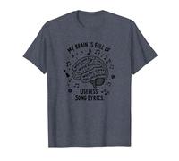 My Brain Is Full of Useless Testo Canzone Music Lover Tee Maglietta, Uomo, Pervinca, 5XL