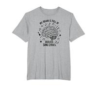My Brain Is Full of Useless Testo Canzone Music Lover Tee Maglietta, Uomo Taglie Grandi, Grigio Melange, 5X Tall