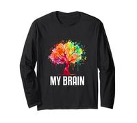 My Brain Tree Rainbow Splash Neurodivergente Adulto Maglia a Manica