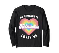 My Brother in Nebraska Loves Me Heart USA Stato USA Maglia a Manica