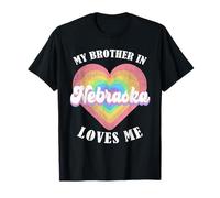My Brother in Nebraska Loves Me Heart USA Stato USA Maglietta