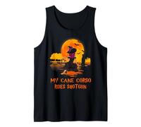 My Cane Corso Rides Shotgun Dog And Witch Funny Halloween Canotta