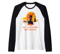 My Cane Corso Rides Shotgun Dog And Witch Funny Halloween Maglia con Maniche Raglan