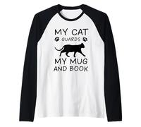 My Cat Guards My Tazza e Libro Funny Cats Maglia con Maniche Raglan