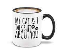 My Cat & I Talk About You Tazza Colazione Ceramica Mug Resistente Tazze Per Ufficio Tè Latte 330Ml