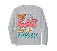 My Cat Is My Bestie Retro Aesthetic Quote Fun Girls Womens Maglia a Manica