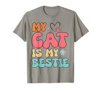 My Cat Is My Bestie Retro Aesthetic Quote Fun Girls Womens Maglietta