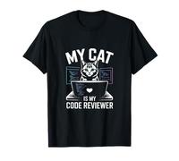 My Cat Is My Code Reviewer Programmatore Divertente Maglietta