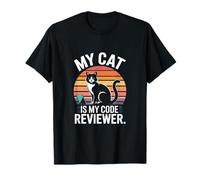 My Cat Is My Code Reviewer Programmatore Divertente Maglietta