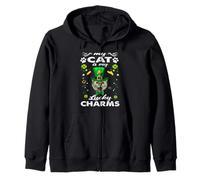 My Cat Is My Lucky Charm Kitten St Patricks Day Cats Lovers Felpa con Cappuccio