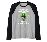 My Cat Is My Lucky Charm Kitten St Patricks Day Cats Lovers Maglia con Maniche Raglan