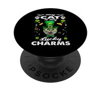 My Cat Is My Lucky Charm Kitten St Patricks Day Cats Lovers PopSockets PopGrip Adesivo