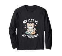 My Cat Is My Therapist Gatto Cuore Maglia a Manica