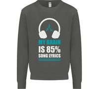 My Cervello Is 85% Testo Canzone Musica Amante Bambini Felpa Maglione