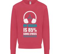 My Cervello Is 85% Testo Canzone Musica Amante Bambini Felpa Maglione