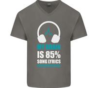 My Cervello Is 85% Testo Canzone Musica Amante Uomo Scollo A V Cotone T-Shirt