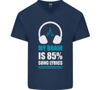 My Cervello Is 85% Testo Canzone Musica Amante Uomo Scollo A V Cotone T-Shirt
