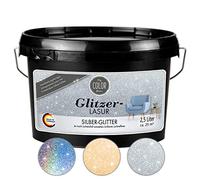 My COLOR Room Vernice glitterata (2500 ml, argento) trasparente per decorazione da parete con effetto glitter per interni, finitura decorativa, made in Germany