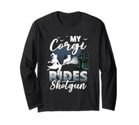My Corgi Rides Shotgun, fantastica strega protettiva per Halloween Maglia a Manica