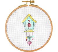 My Cross Stitch Kit Cerchio-Serie E, Casa degli Uccelli, 13 cm