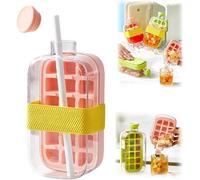 My Crush Cup Ice - Borraccia 2 in 1 per cubetti di ghiaccio senza contatto con coperchio e bidone, bottiglia per la creazione di cubetti di ghiaccio per congelatore, macchina del ghiaccio portatile