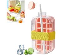 My Crush Cup Ice - Bottiglia per ghiaccio 2 in 1, con stampo a pressione Zero Touch, cannuccia e coperchio, portatile, per casa, ufficio, picnic all'aperto e viaggi (rosa, 800 ml)