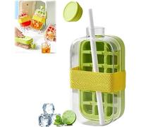 My Crush Cup Ice - Bottiglia per ghiaccio 2 in 1, con stampo a pressione Zero Touch, cannuccia e coperchio, portatile, per casa, ufficio, picnic all'aperto e viaggi (verde, 500 ml)