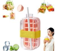My Crush Cup Ice - Facile da rilasciare per il ghiaccio, 2 in 1 Zero Touch Press Cool Summer Bottiglia per ghiaccio con cannuccia, bottiglia per cubetti di ghiaccio, portatile, per esterni, per la