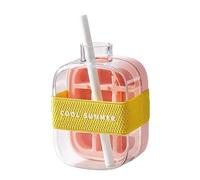 My Crush Cup Ice with Straw, 2 in 1 Zero Touch Press Ice Cube Mold, Cool Summer Ice Cube Bottle, One-Touch Ice Release (Pink-A,1PCS)