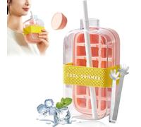My Crush Cup, My Crush Cup Ice, 500/800ml 2 In 1 Touch-Free Ice Cube Tray Water Bottle with Lid and Bin - Easy Press to Release, Suitable for Coffee, Juice, and Beverages (Pink-800ML)