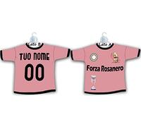 My Cust gadeget da Appendere Auto o Vetro a Forma diMini T-Shirt Maglietta Personalizzabile con Nome e Numero Squadra con Ventosa x Auto Vetro Forza Adatto a Palermo Gadget Compatibile x Tifoso