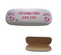 My Custom Style Astuccio Custodia Porta Occhiali Personalizzato, Colore Bianco