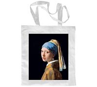 My Custom Style Borsa Shopper Cotone Bianca#Arte-Ragazza, Vermeer# M70
