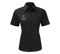My Custom Style Camicia Donna Ricamata Business Manica Corta Nera. Taglia M