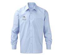 My Custom Style Camicia Uomo Ricamata, Business Manica Lunga Azzurra. Taglia 2XL