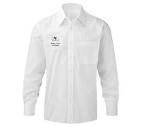 My Custom Style Camicia Uomo Ricamata, Business Manica Lunga Bianca. Taglia S