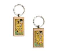 My Custom Style Coppia Portachiavi#Arte-Il Bacio, Klimt#in Legno rettangolari