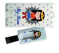 My Custom Style Pen Drive USB 3x6x0,03cm#Mamma SuperMum#16Gb