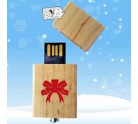 My Custom Style® Pen Drive USB Portachiavi IN LEGNO quadrata (dimensioni 4,5x2,5cm) spessore 0,8mm, modello Natale - Fiocco da 4Gb. Non accontentarTi della solita banale Pen Drive !