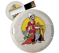 My Custom Style Pen Drive USB tonda 4,3cm-0,3mm#Pinocchio-Gatto Volpe#4Gb