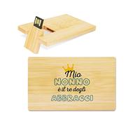 My Custom Style PenDrive USB legno card 8,9x5,4x1,3cm#Nonni-Re Abbracci#16Gb
