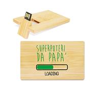 My Custom Style PenDrive USB legno card 8,9x5,4x1,3cm#Papà-SuperPoteriPapà#16Gb