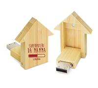 My Custom Style PenDrive USB legno casetta 5,3x4,4x1,3cm#Mamma SuperPoteri2#32Gb