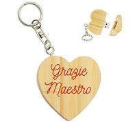 My Custom Style PenDrive USB legno cuore 5x5,3x1cm#Grazie maestro#16Gb