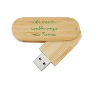 My Custom Style PenDrive USB legno rotante 6,5x2,2x1,3cm#Nonni-Mia Nonna#16Gb