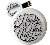My Custom Style PenDrive USB tonda 4,3cm-0,3mm#Natale - Happy New Year#16Gb